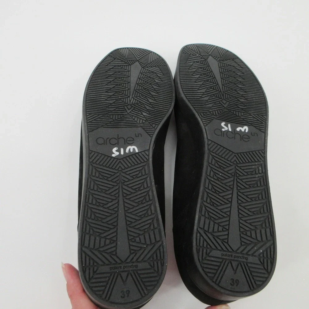 Arche Black Sz 11 Nubuck Leather Flats Round Toe Slip On Shoes Made in France